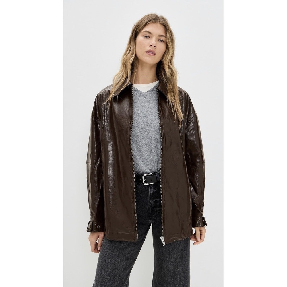 Free People We The Free Sloane Faux Leather Jacket Brown Size Large